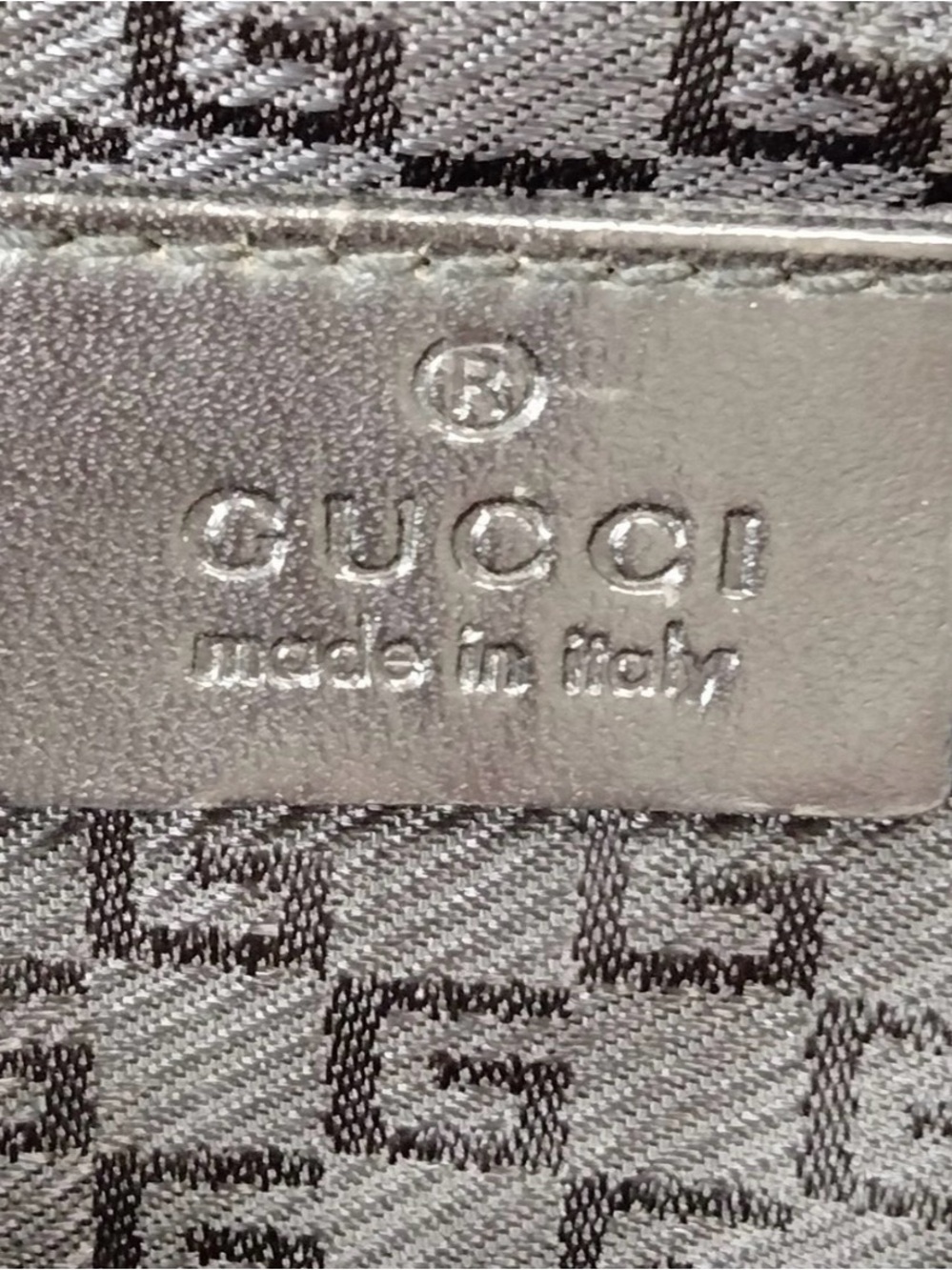 Gucci Men's Gray Monogram Canvas Shoulder Bag with Leather Trim